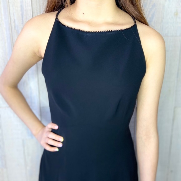 Vintage Tahari Black Maxi Evening Crossback Dress - Picture 2 of 4